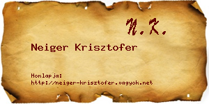 Neiger Krisztofer névjegykártya
